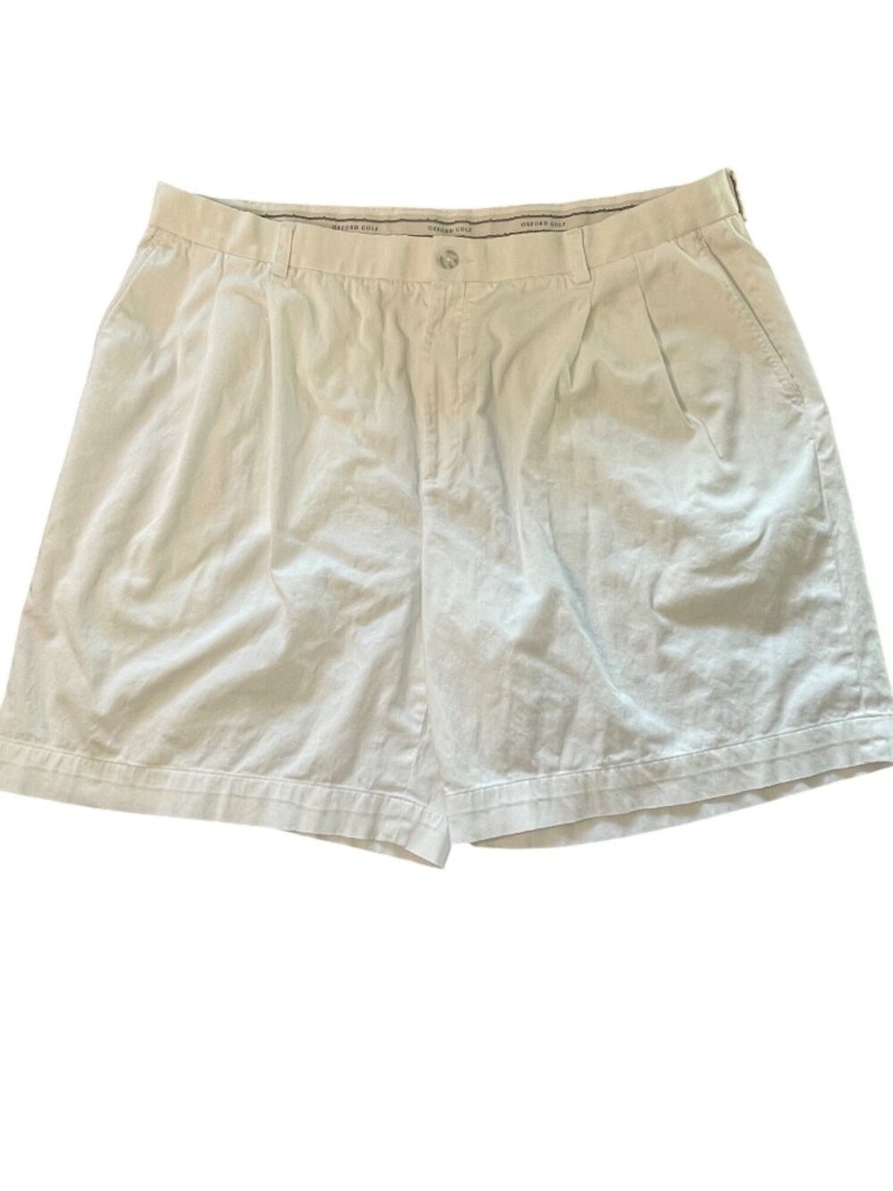 Oxford Golf White Pleated Front Mens Shorts Size 40 Cotton Casual Classic Fit